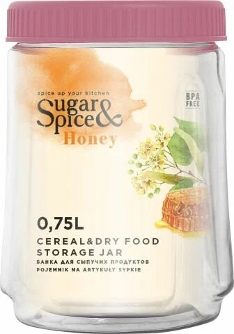 

Банка для сыпучих продуктов Sugar&Spice Honey 0,75л брусника, Прозрачный;розовый