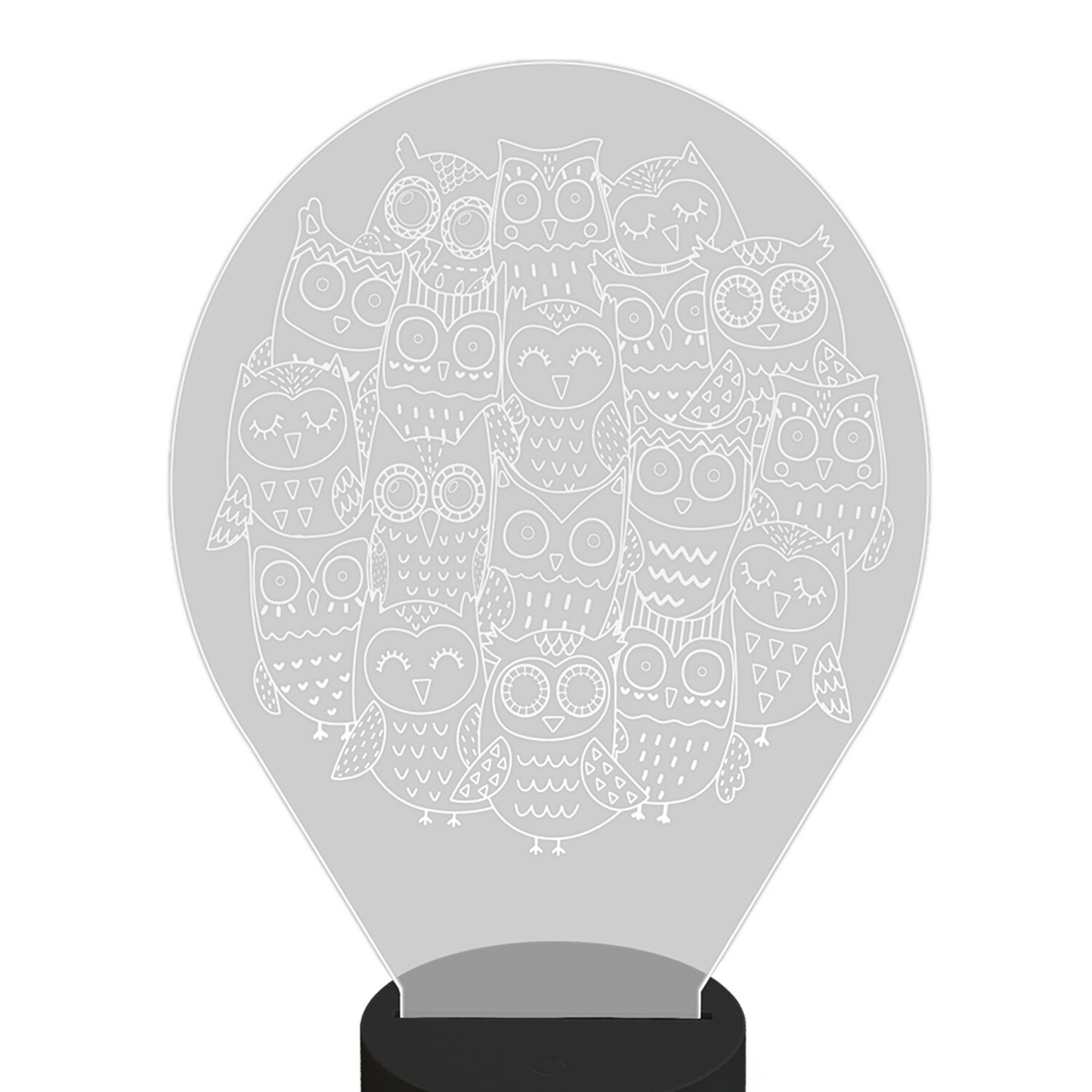 

Ночник детский светильник настольный с 3D светодиодный беспроводной на батарейках черный, Милые совы