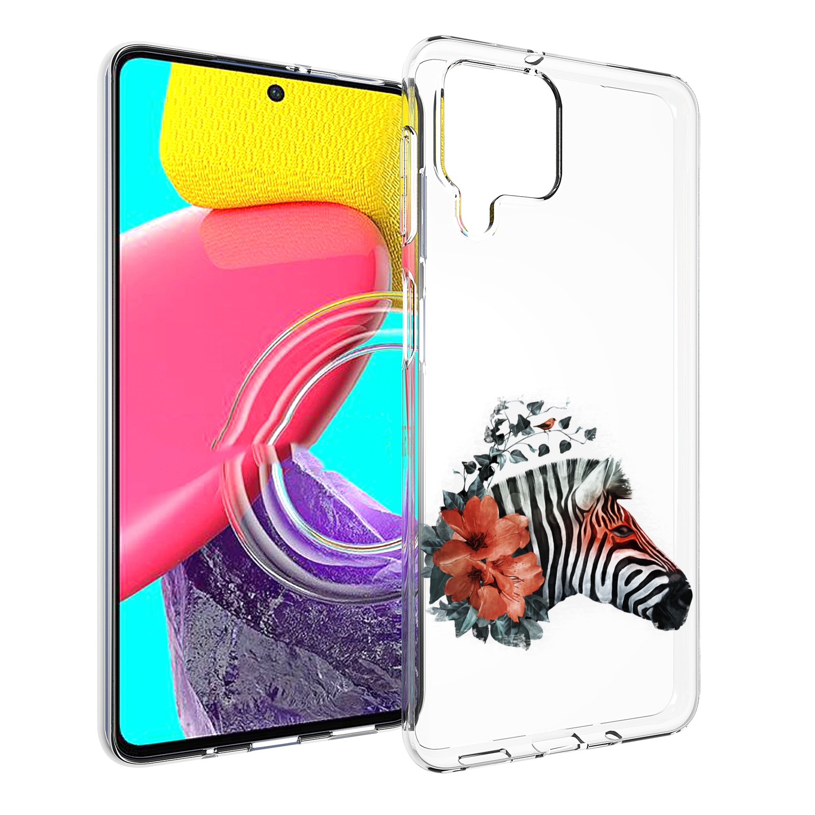

Чехол MyPads Зебра с цветами для Samsung Galaxy M53 (SM-M536), Прозрачный, Tocco