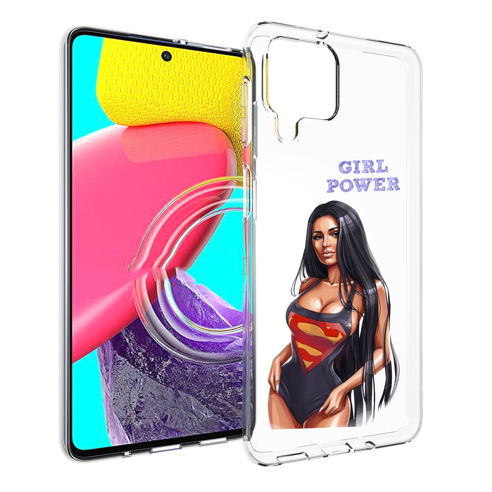 

Чехол MyPads Девушка-супермен женский для Samsung Galaxy M53 (SM-M536), Прозрачный, Tocco