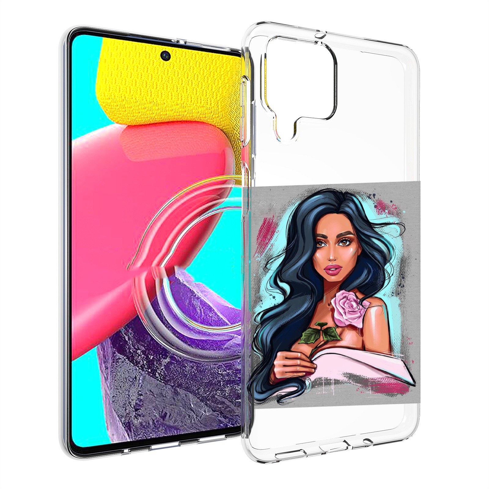 

Чехол MyPads Девушка-с-розовой-розочкой женский для Samsung Galaxy M53 (SM-M536), Прозрачный, Tocco