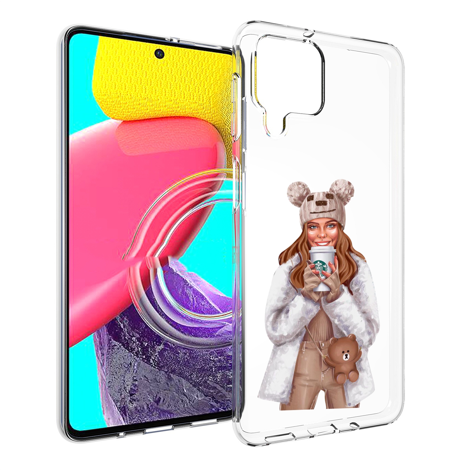 

Чехол MyPads Девушка-с-кофе-старбакс женский для Samsung Galaxy M53 (SM-M536), Прозрачный, Tocco