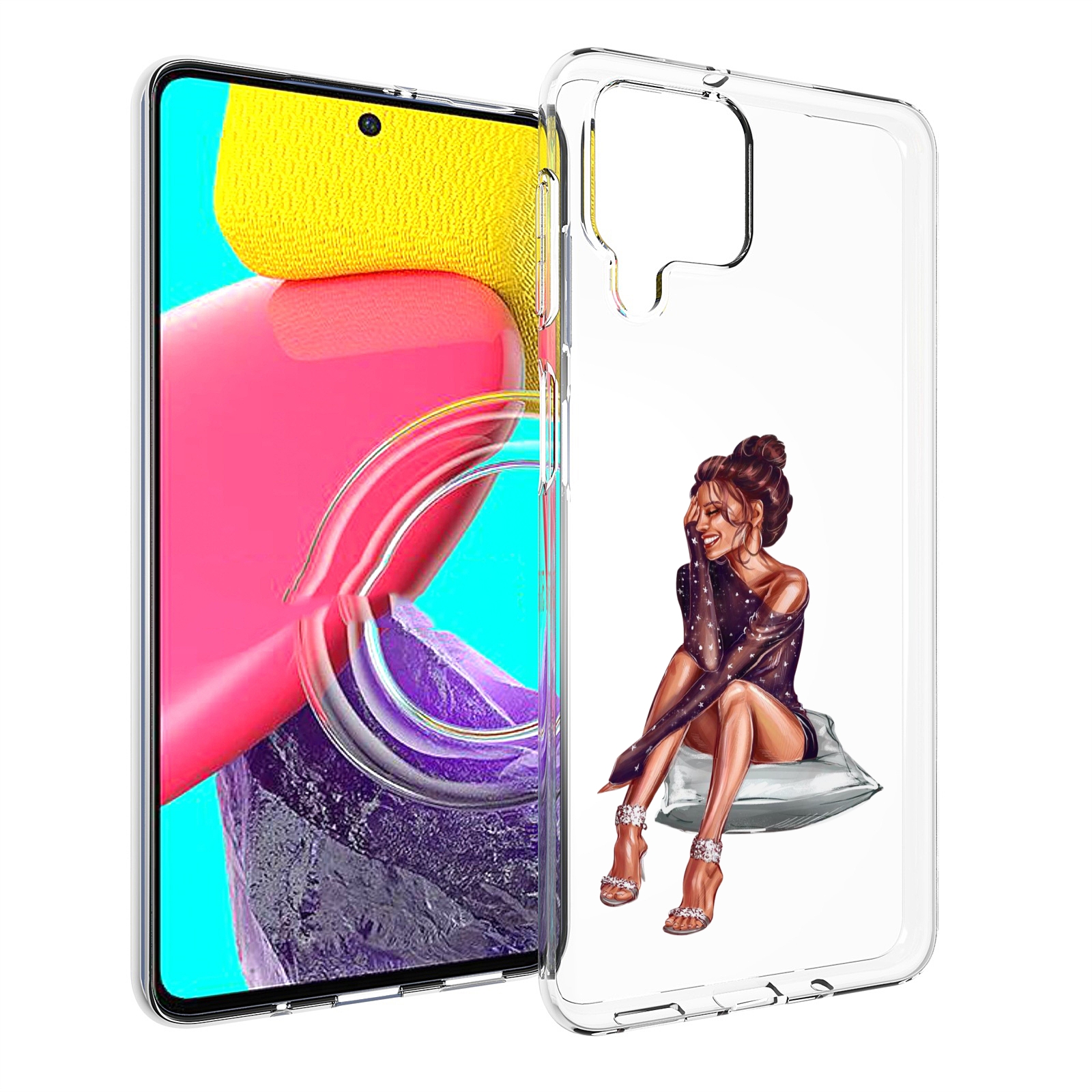 

Чехол MyPads Девушка-на-подушке женский для Samsung Galaxy M53 (SM-M536), Прозрачный, Tocco
