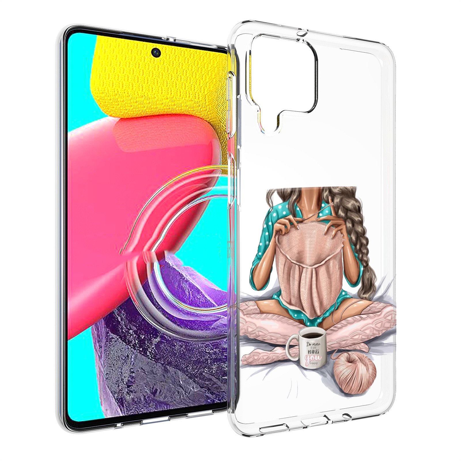

Чехол MyPads Девушка-вяжет женский для Samsung Galaxy M53 (SM-M536), Прозрачный, Tocco