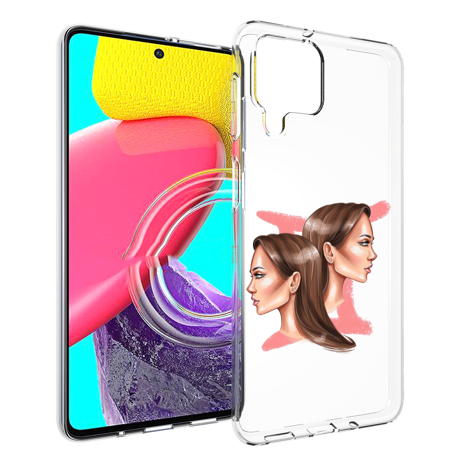 

Чехол MyPads Девушка-Близнецы женский для Samsung Galaxy M53 (SM-M536), Прозрачный, Tocco