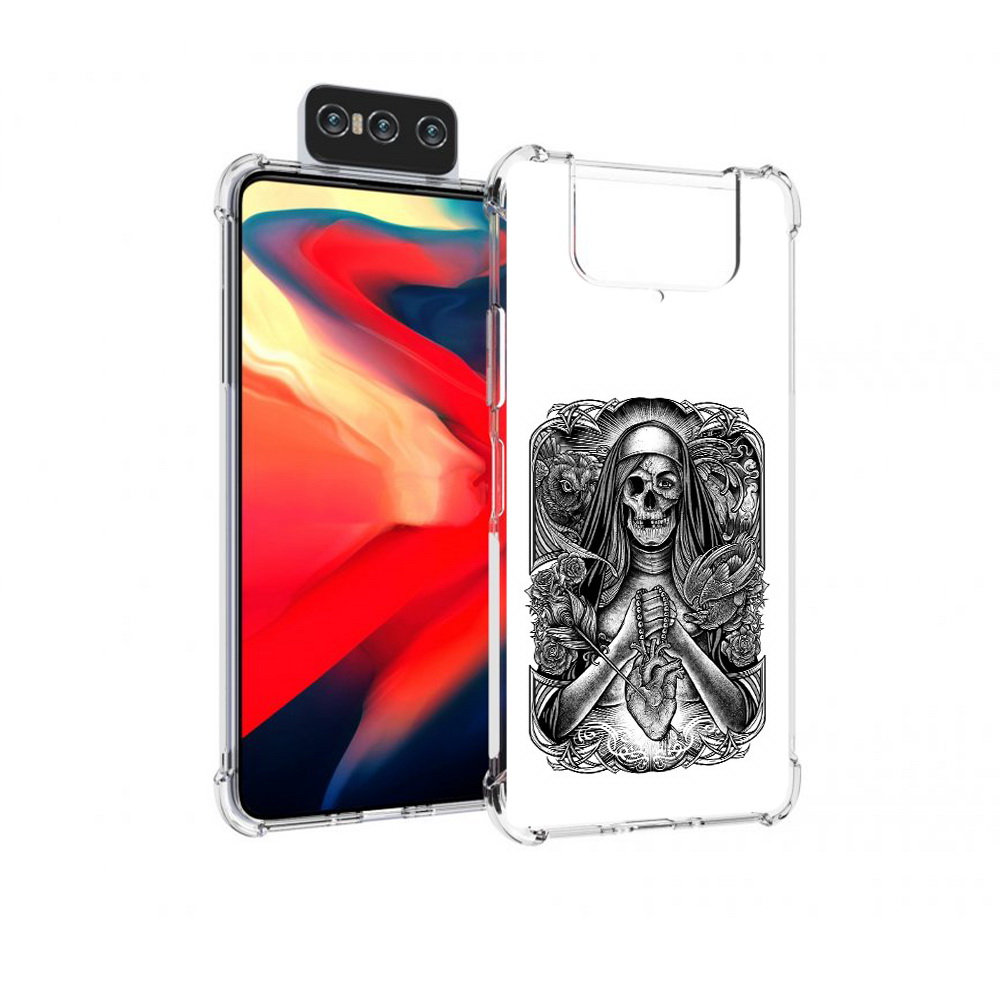 

Чехол MyPads Tocco для Asus Zenfone 8 Flip скелет с сердцем, Прозрачный, Tocco