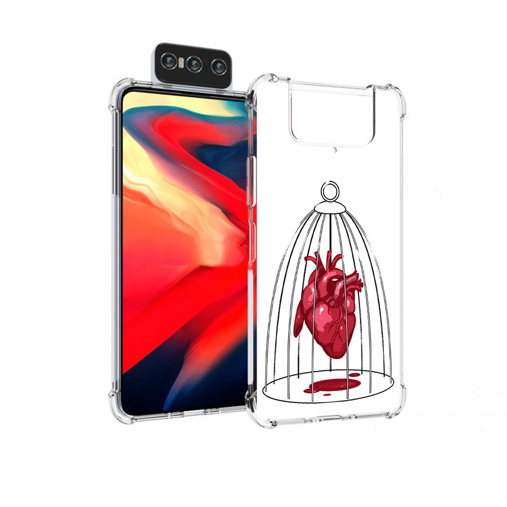 

Чехол MyPads Tocco для Asus Zenfone 8 Flip сердце в клетке, Прозрачный, Tocco