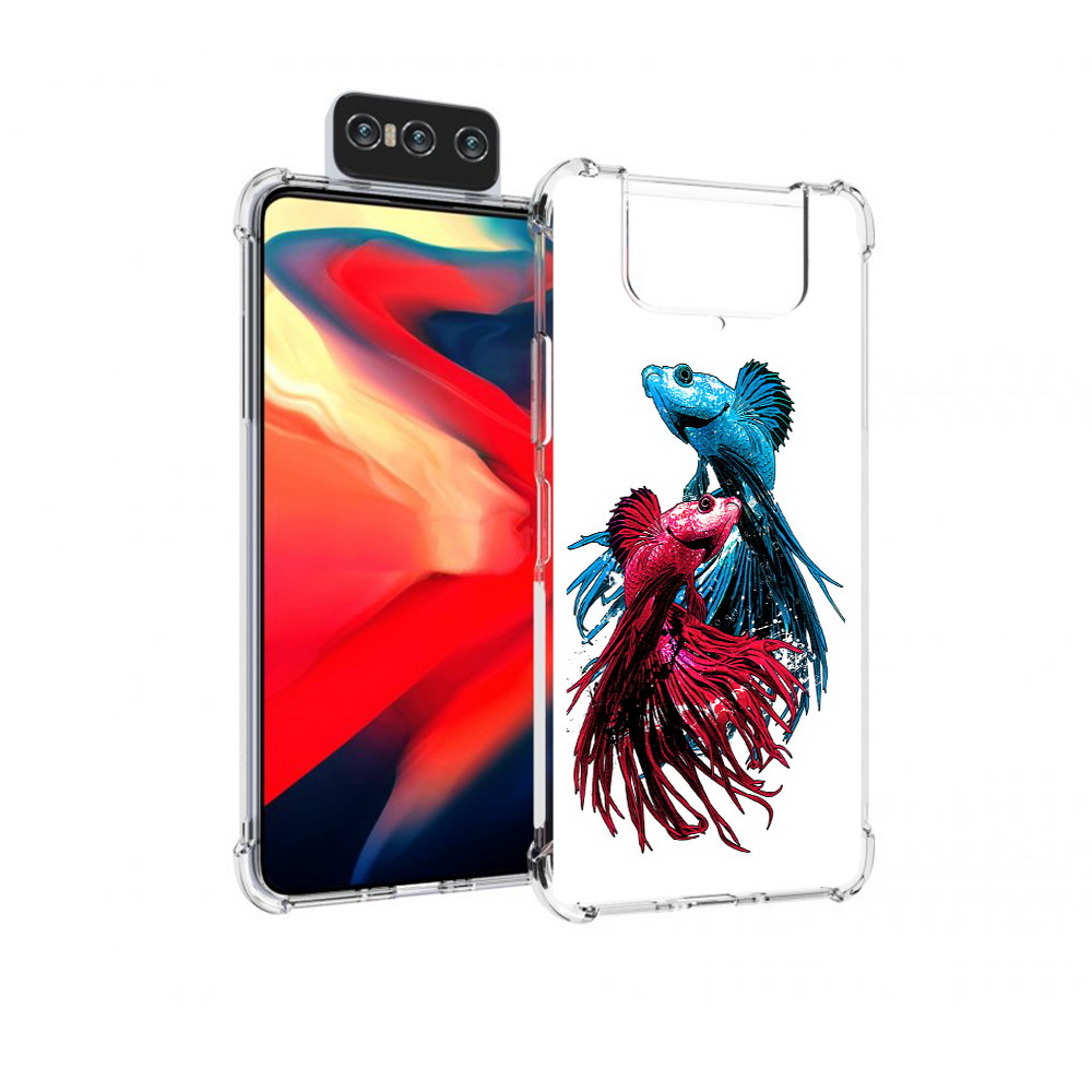 

Чехол MyPads Tocco для Asus Zenfone 8 Flip рыбы петушки, Прозрачный, Tocco
