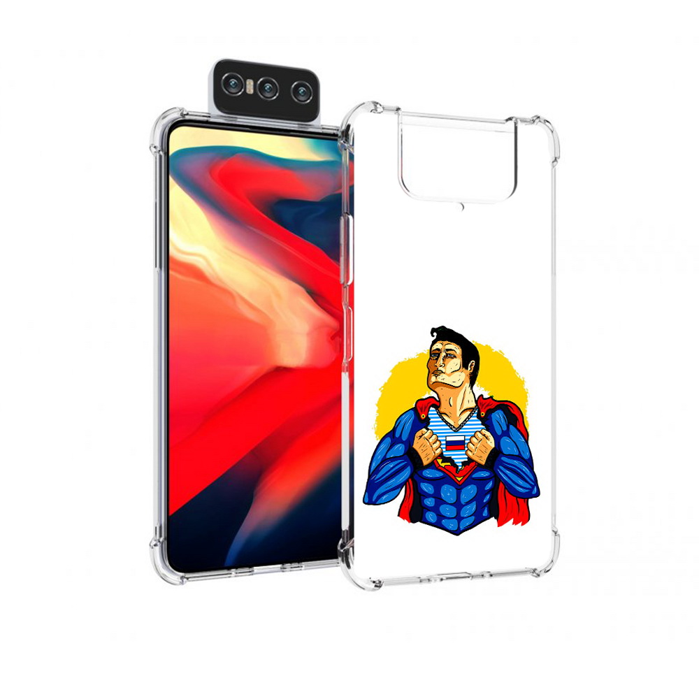 

Чехол MyPads Tocco для Asus Zenfone 8 Flip русский супермен, Прозрачный, Tocco