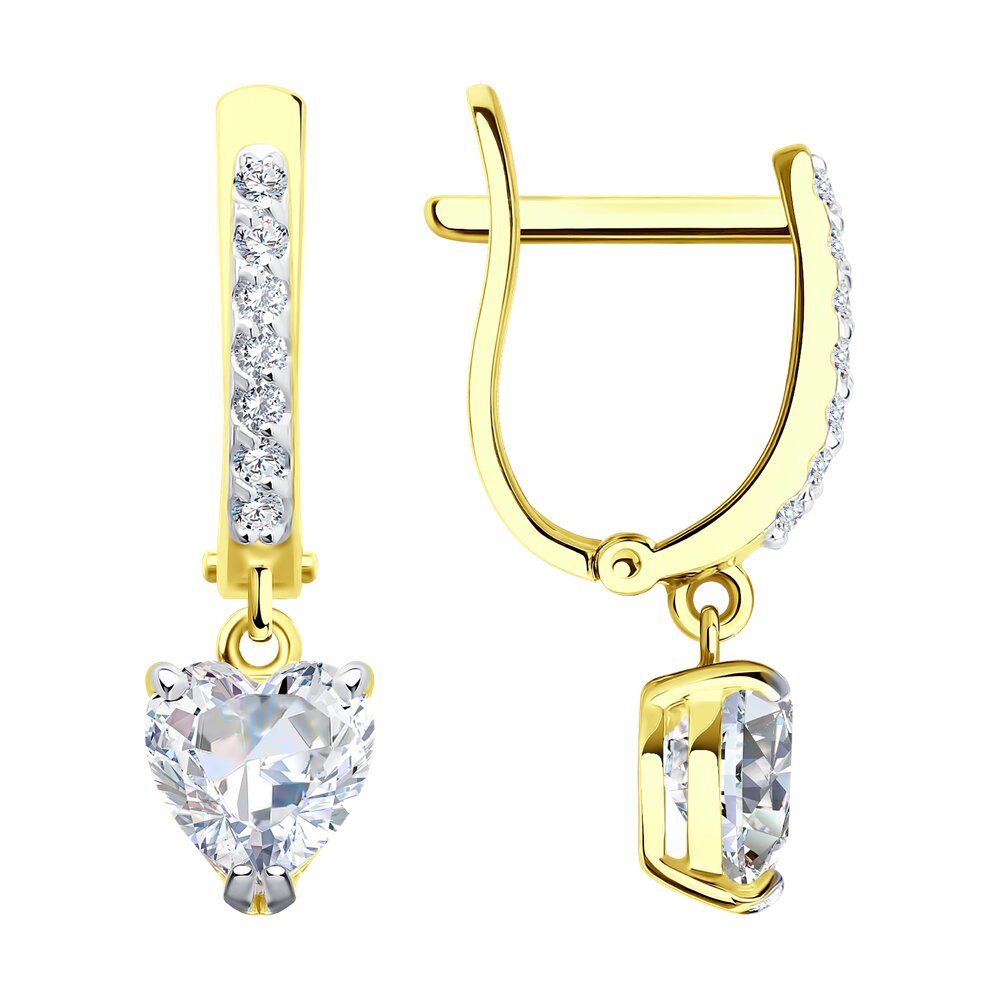 

Серьги подвески из желтого золота SOKOLOV 026901-2, фианит, 026901-2