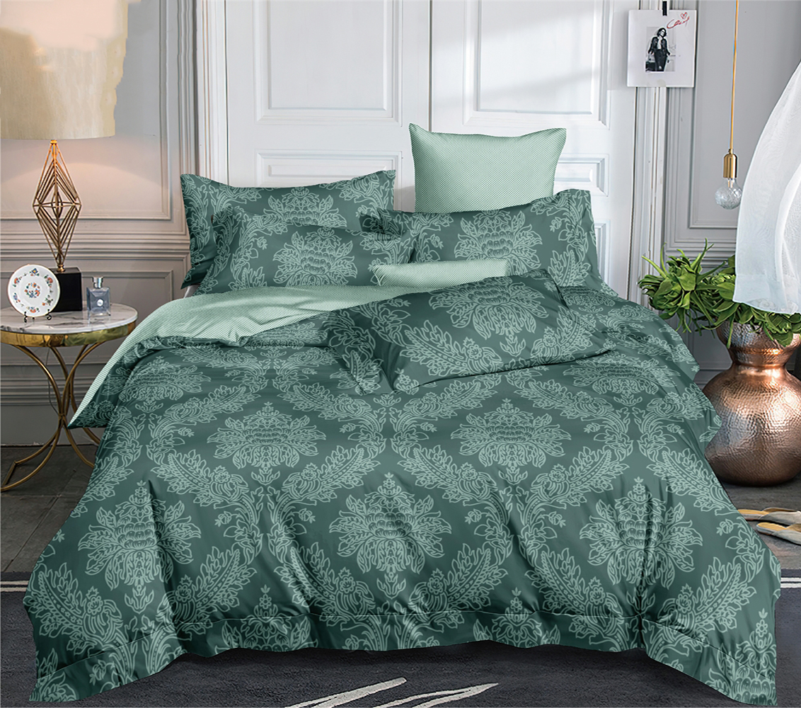 

Постельное белье на резинке Mercury Home Малахит Семейное Поплин 2 наволочки 50x70, Малахит