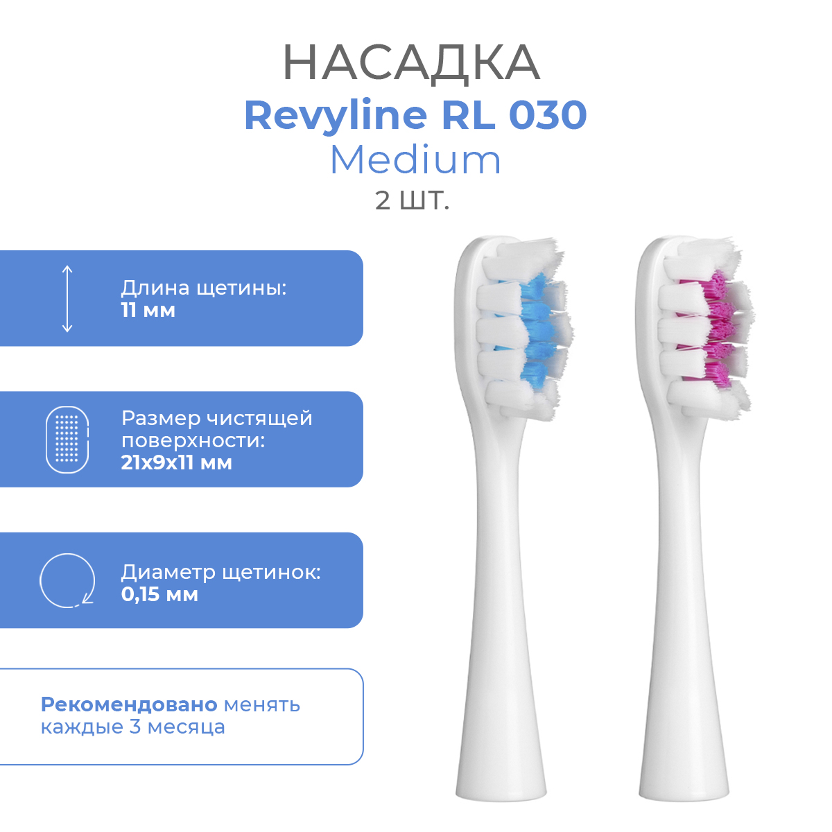 

Насадка для электрической зубной щетки Revyline RL 030, Белый, RL 030