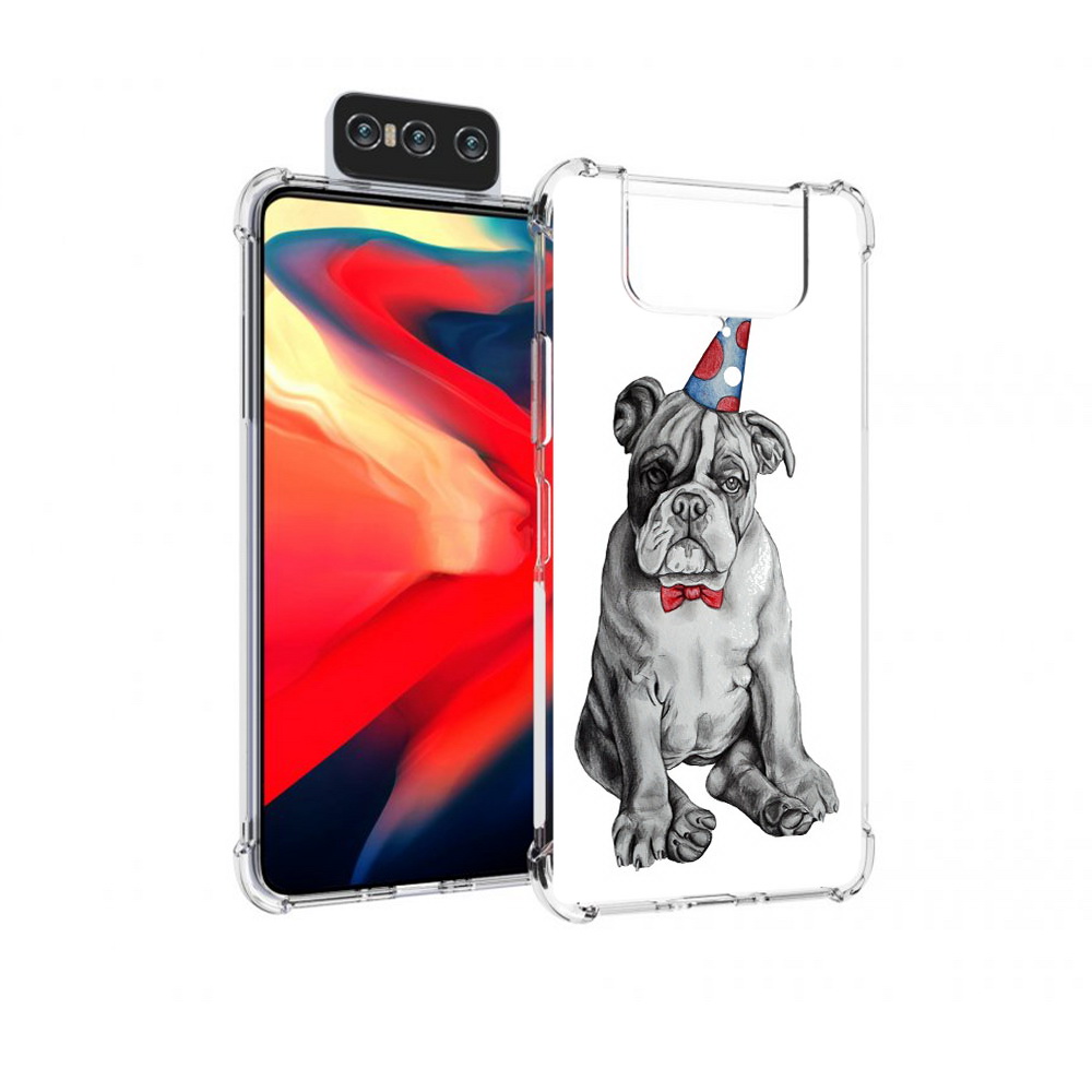 

Чехол MyPads Tocco для Asus Zenfone 8 Flip праздничный щенок, Прозрачный, Tocco