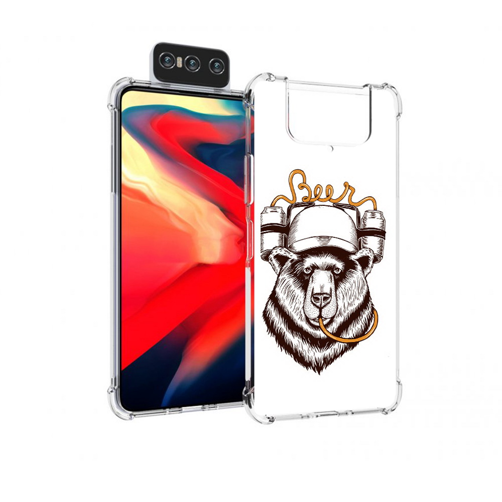 

Чехол MyPads Tocco для Asus Zenfone 8 Flip пивной медведь, Прозрачный, Tocco