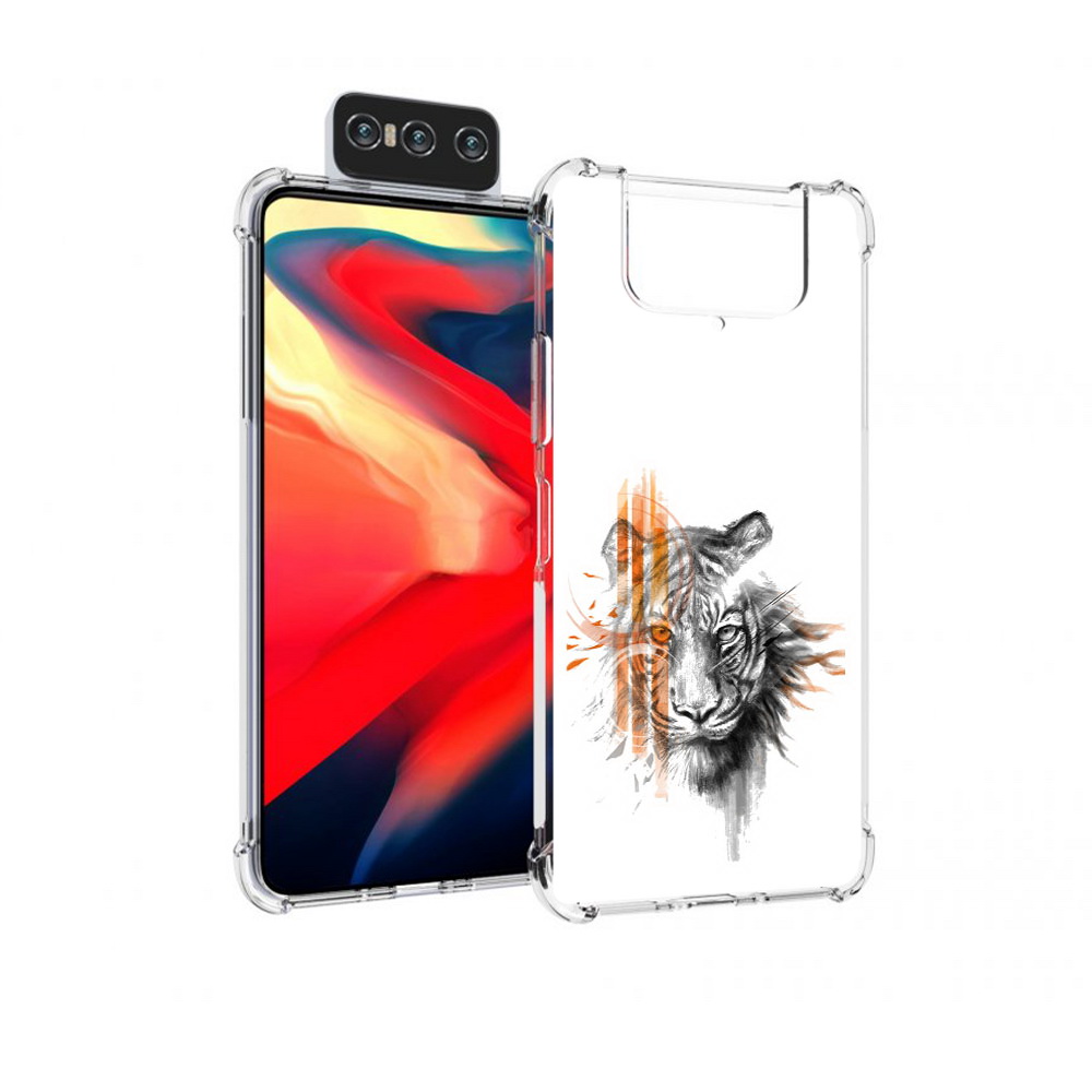 Чехол MyPads Tocco для Asus Zenfone 8 Flip огненный тигр