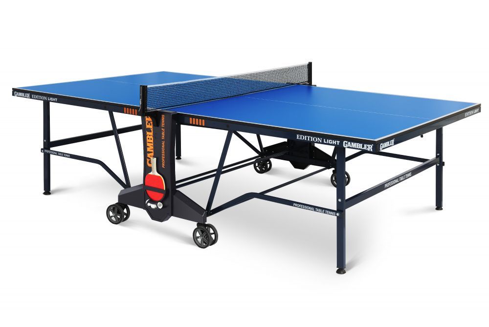 Теннисный стол GAMBLER Edition light Indoor blue, для помещений, складной, с сеткой