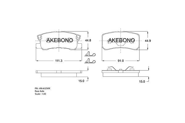 Тормозные колодки Akebono дисковые AN632WK 100057014474