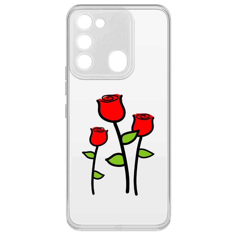 фото Чехол-накладка krutoff clear case розочки для tecno spark go 2022