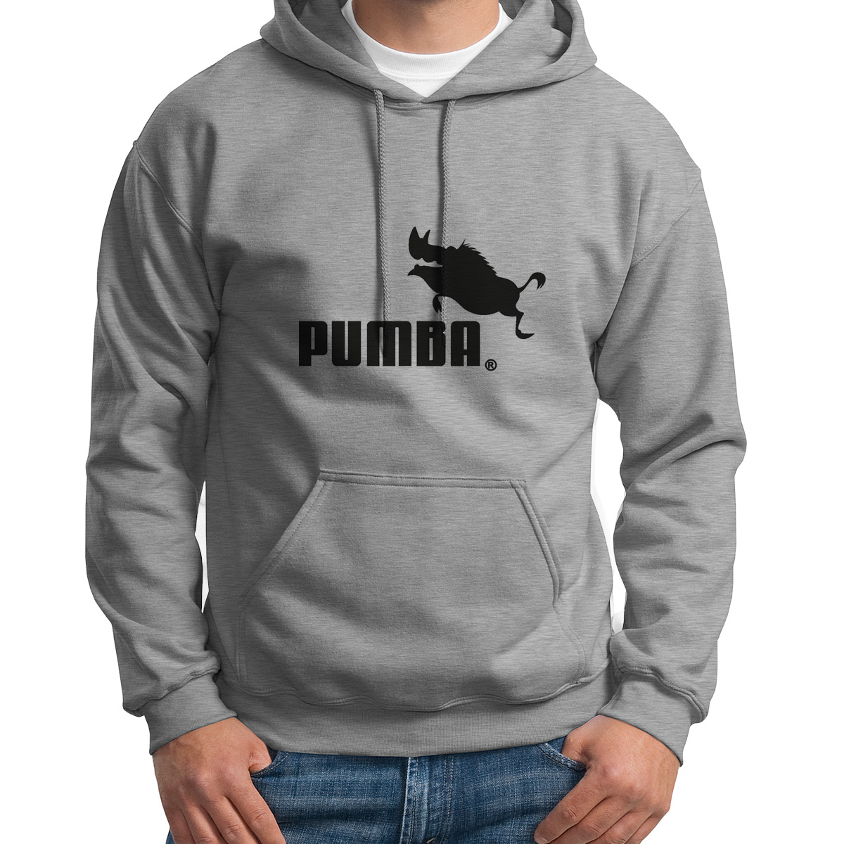 Худи унисекс CoolPodarok Пумба pumba серое 46 RU