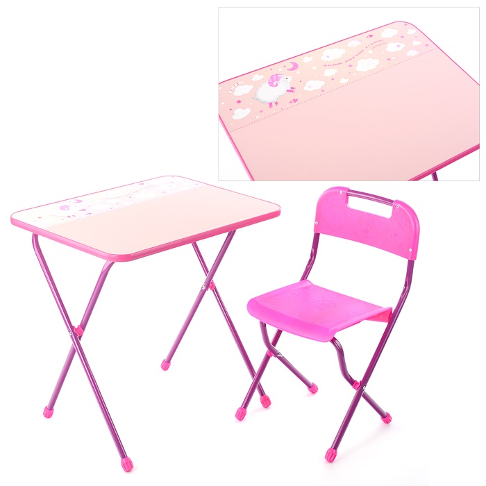 Комплект детской мебели Nika розовый, складной, ламинированная столешница
