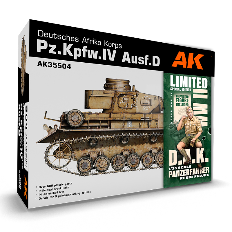 

Сборная модель AK Interactive Танк PzKpfwIV AusfD Afrika Korps + фигурка AK35504-A