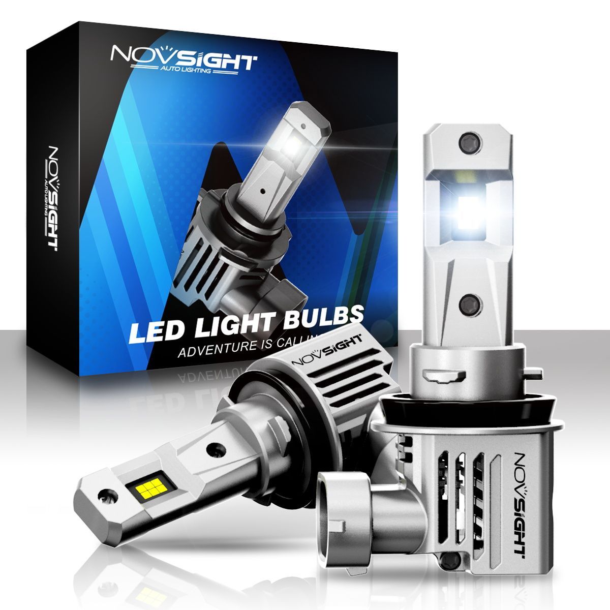 

Светодиодная LED лампа Novsight N66 H11 цоколь PGJ19-2 80Вт 2шт 6500К 15000Лм белые