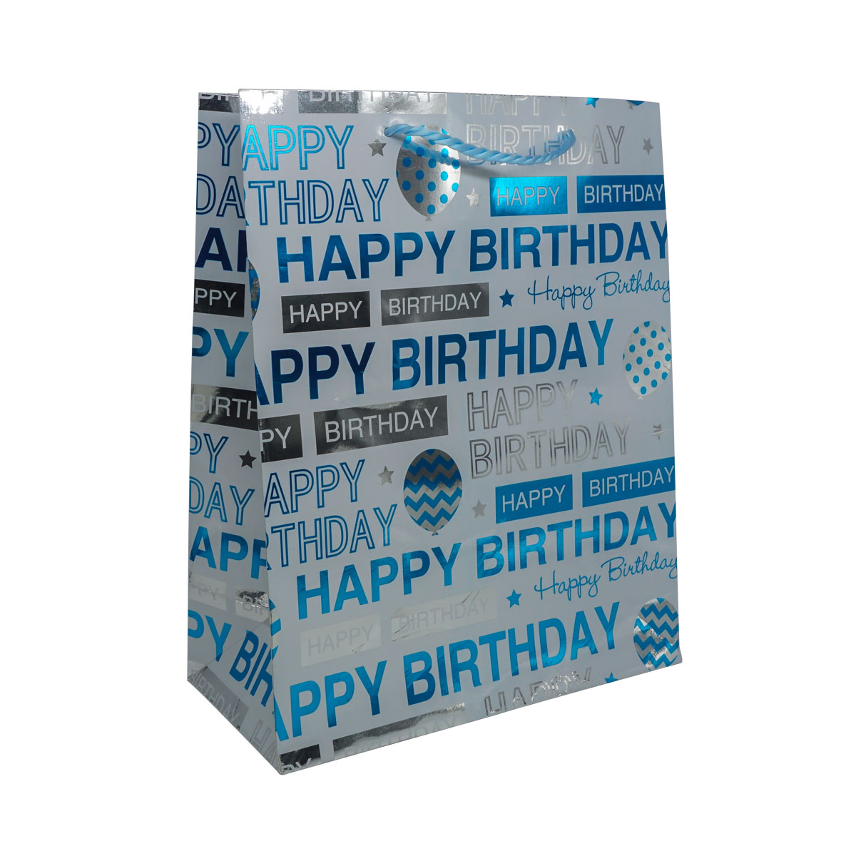 Пакет подарочный ламинированный Айрис Happy Birthday SR069, 32*26*12см (B-голубой), 3 шт