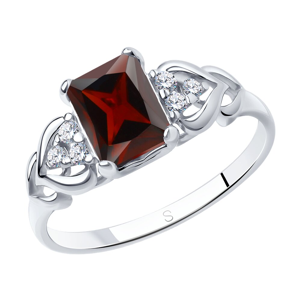 

Кольцо из серебра р.  SOKOLOV 92012034, фианит/гранат, 92012034