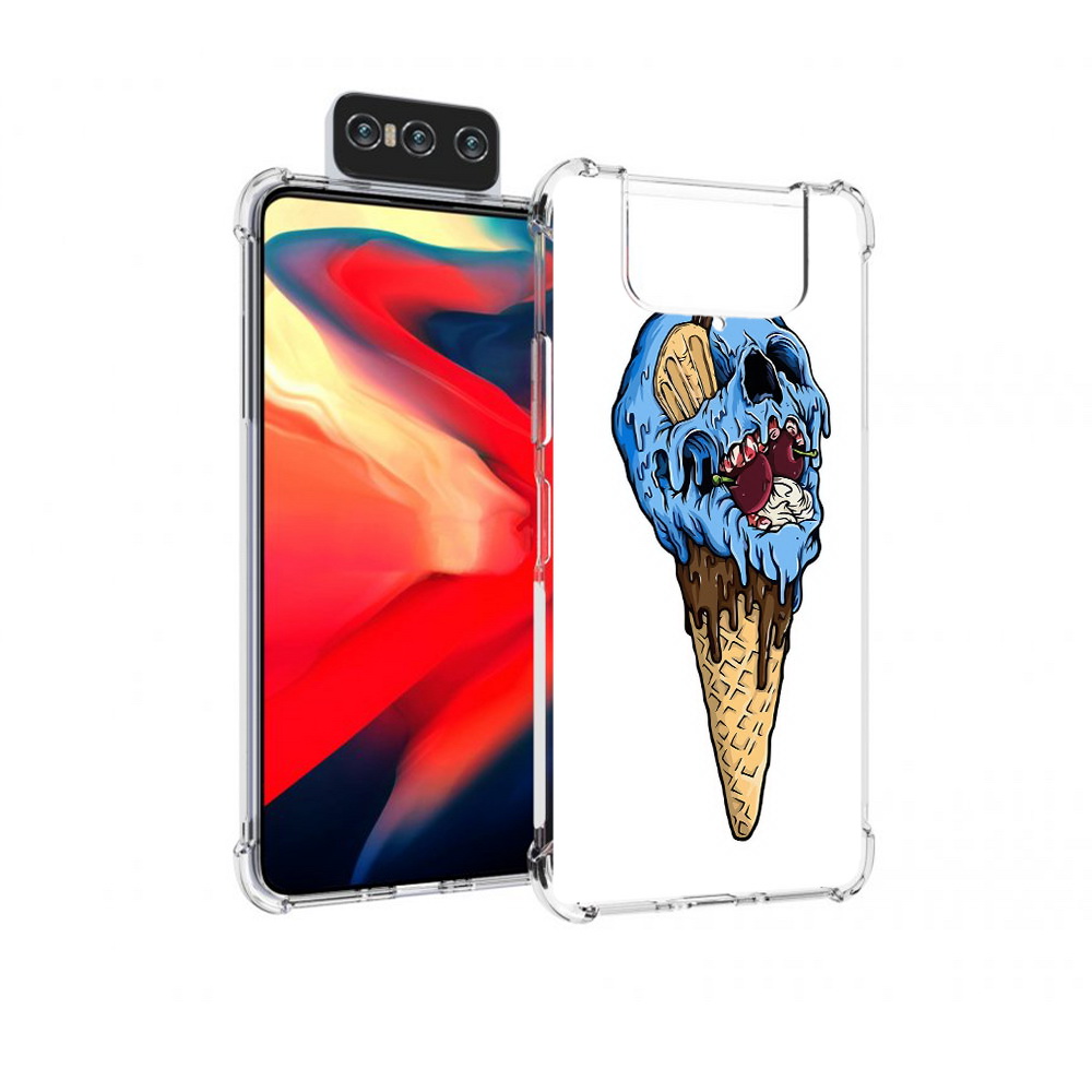 

Чехол MyPads Tocco для Asus Zenfone 8 Flip мороженное череп, Прозрачный, Tocco