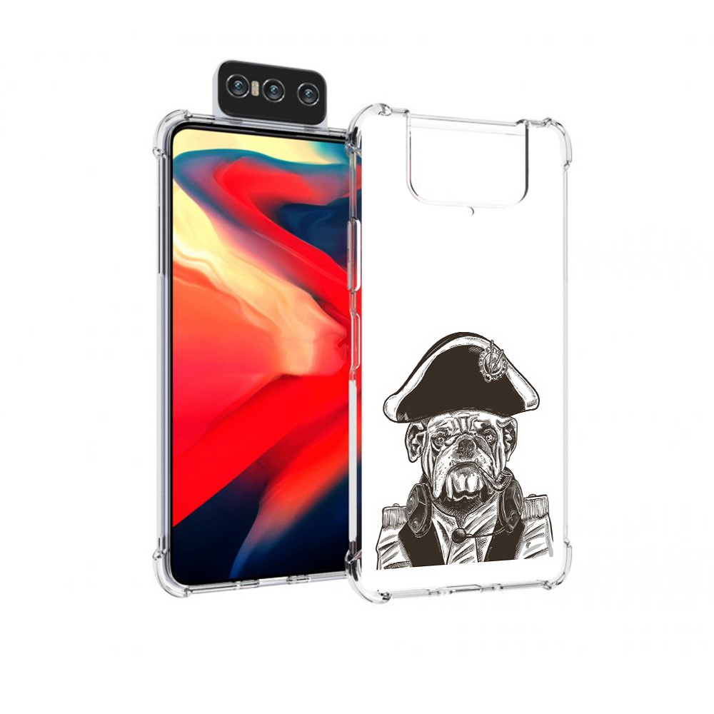 

Чехол MyPads Tocco для Asus Zenfone 8 Flip мопс генерал, Прозрачный, Tocco