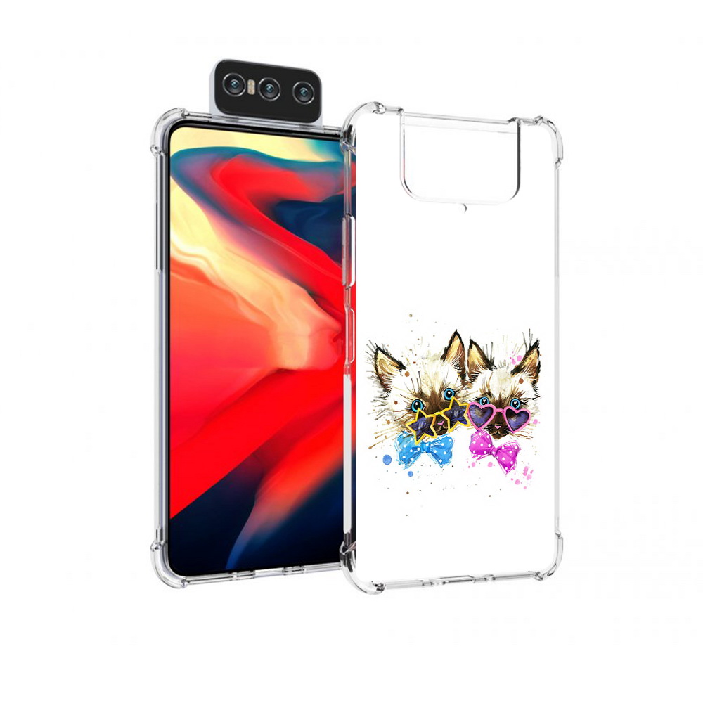 

Чехол MyPads Tocco для Asus Zenfone 8 Flip милые котята, Прозрачный, Tocco