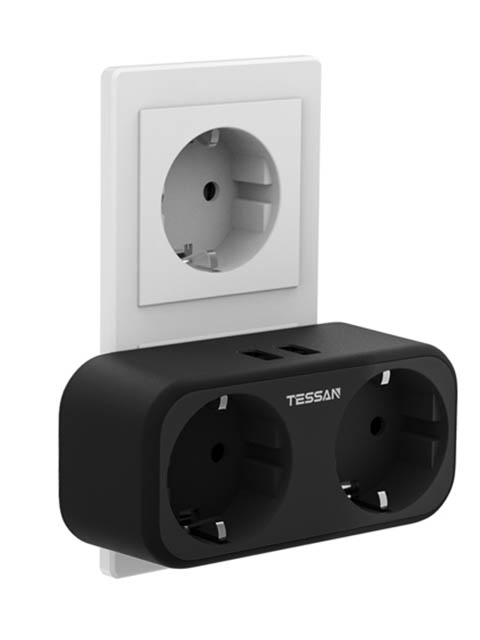 фото Сетевой фильтр tessan ts-321-de 2 sockets black