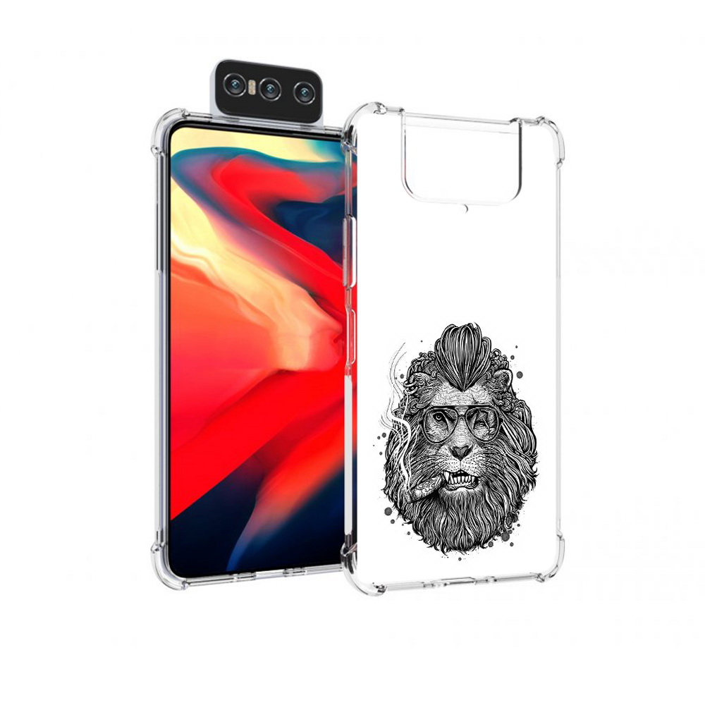 

Чехол MyPads Tocco для Asus Zenfone 8 Flip курящий лев, Прозрачный, Tocco