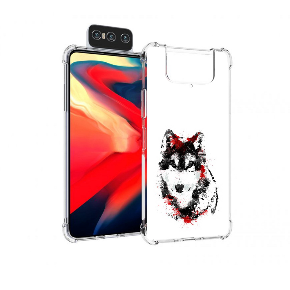 

Чехол MyPads Tocco для Asus Zenfone 8 Flip кровавый волк, Прозрачный, Tocco
