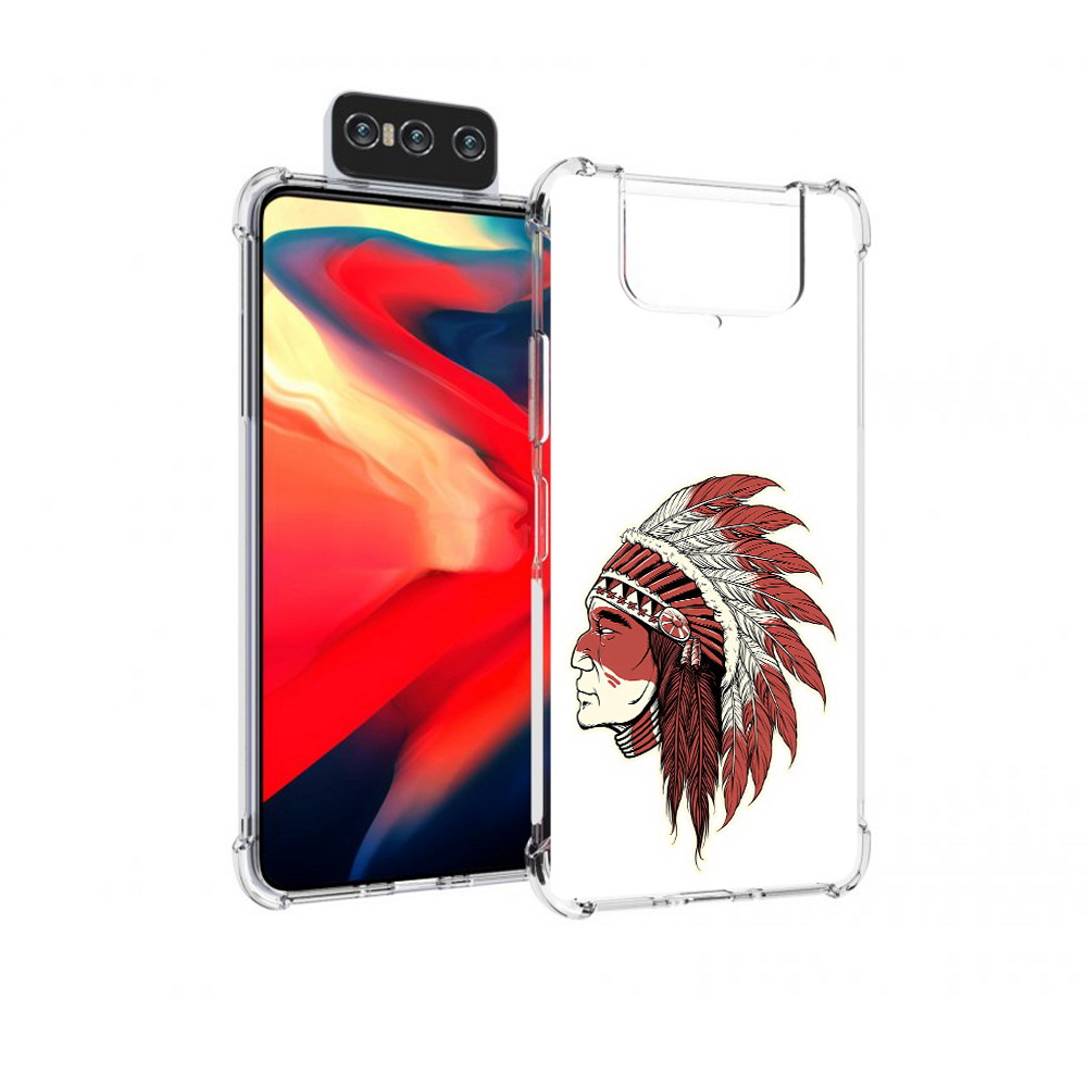 

Чехол MyPads Tocco для Asus Zenfone 8 Flip красный индеец, Прозрачный, Tocco