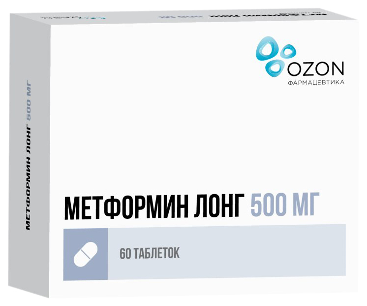 Купить Метформин Лонг таблетки с пролонгированным высвобождением 500 мг 60 шт., Озон ООО