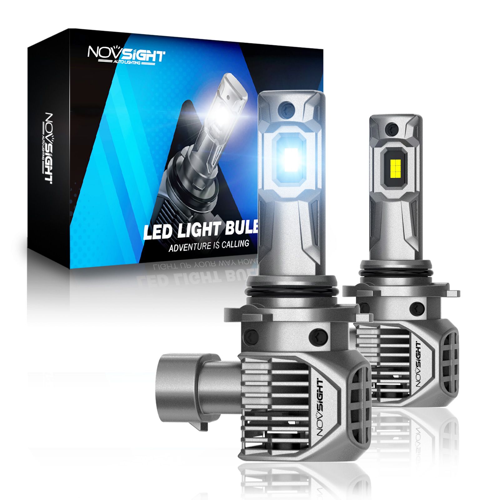

Светодиодная LED лампа Novsight N62 HB3 9005 цоколь P20d 100Вт 2 шт 6500К 22000Лм белые