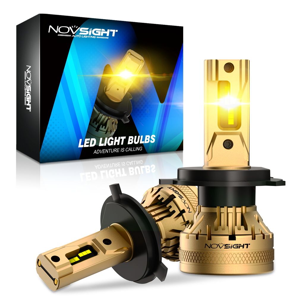 Светодиодная LED лампа Novsight N37Y H4 цоколь P43t 120Вт 2 шт 3000K желтые 22000Лм