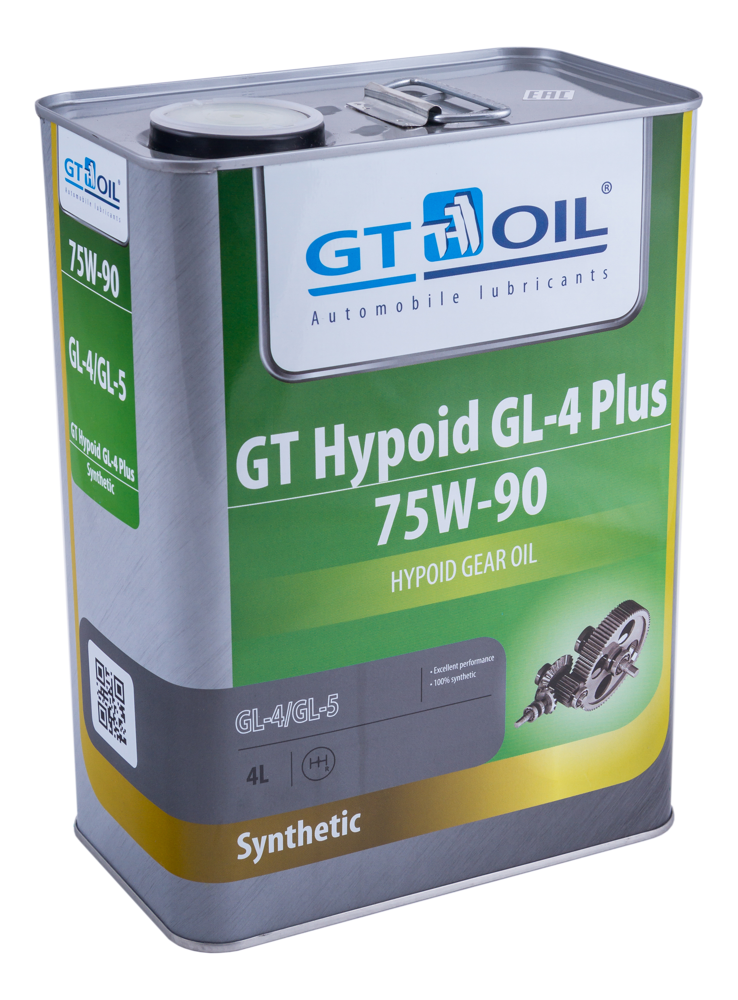 Масло трансмиссионное GT Hypoid GL-4 Plus, SAE 75W-90, API GL-4/GL-5, 4 л