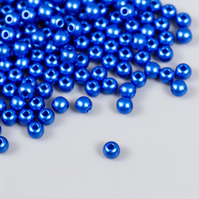 фото Набор бусин "рукоделие" пластик, диаметр 5 мм, 25 гр, королевский синий