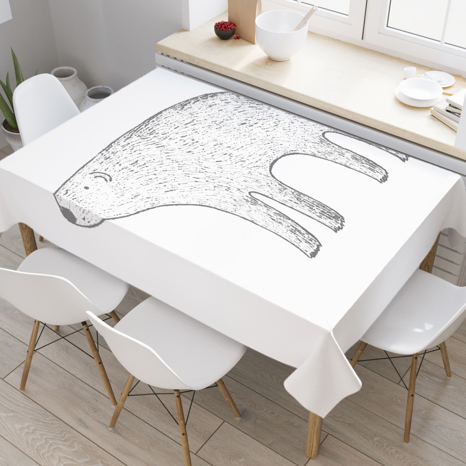 

Скатерть прямоугольная JoyArty "Северный медведь наив" из сатена, 120x145 см, Северный медведь наив