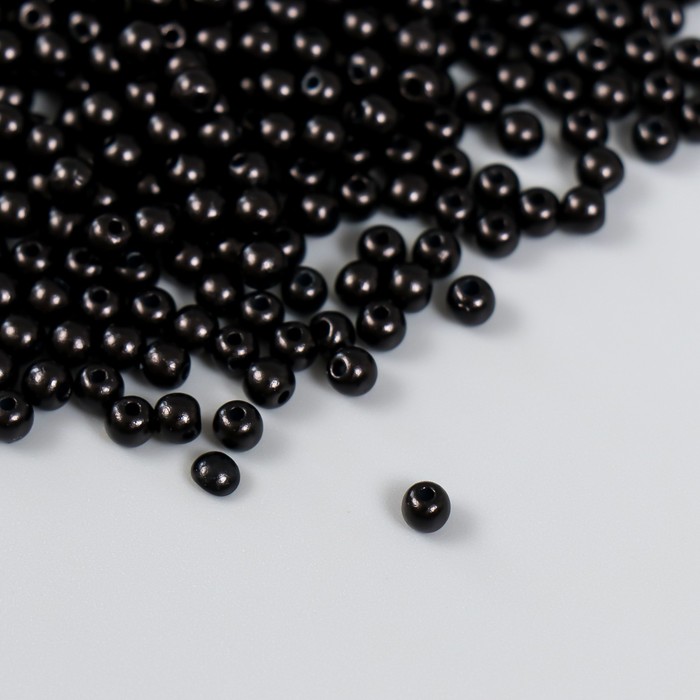 фото Набор бусин "рукоделие" пластик, диаметр 4 мм, 25 гр, черный