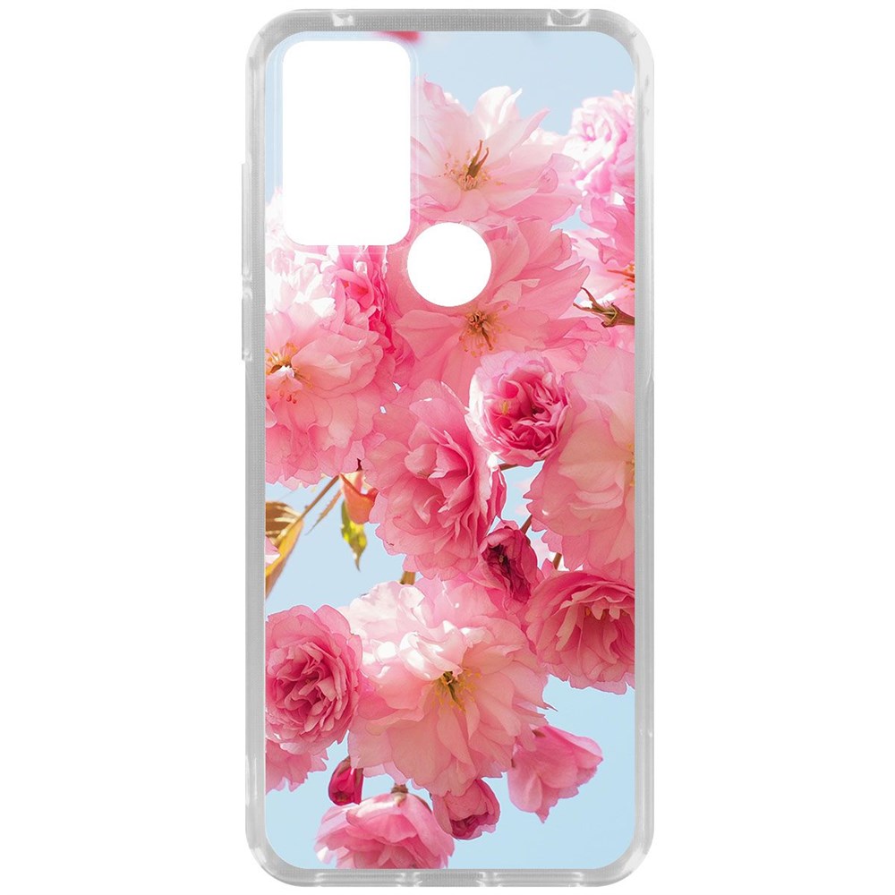 

Чехол-накладка Krutoff Clear Case Сакура для TCL 305, Прозрачный