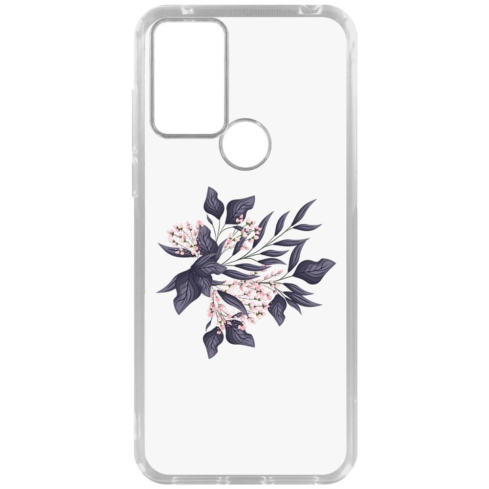 

Чехол-накладка Krutoff Clear Case Розовые бутоны для TCL 305, Прозрачный
