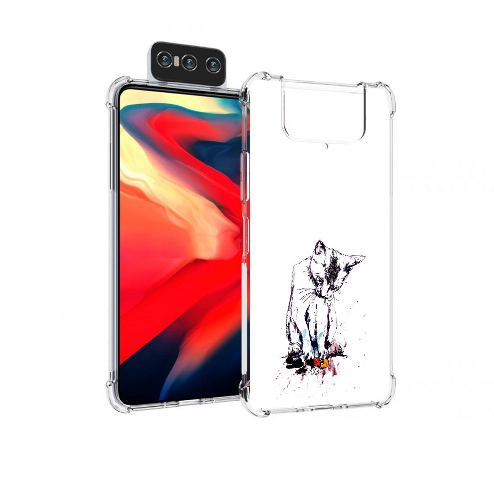 

Чехол MyPads Tocco для Asus Zenfone 8 Flip кот и микки, Прозрачный, Tocco
