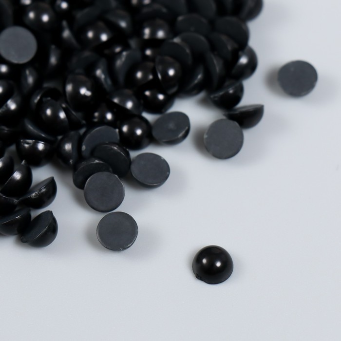 

Декор для творчества пластик "Половинки бусин. Чёрный" 20 гр 0,6х0,6 см, Черный