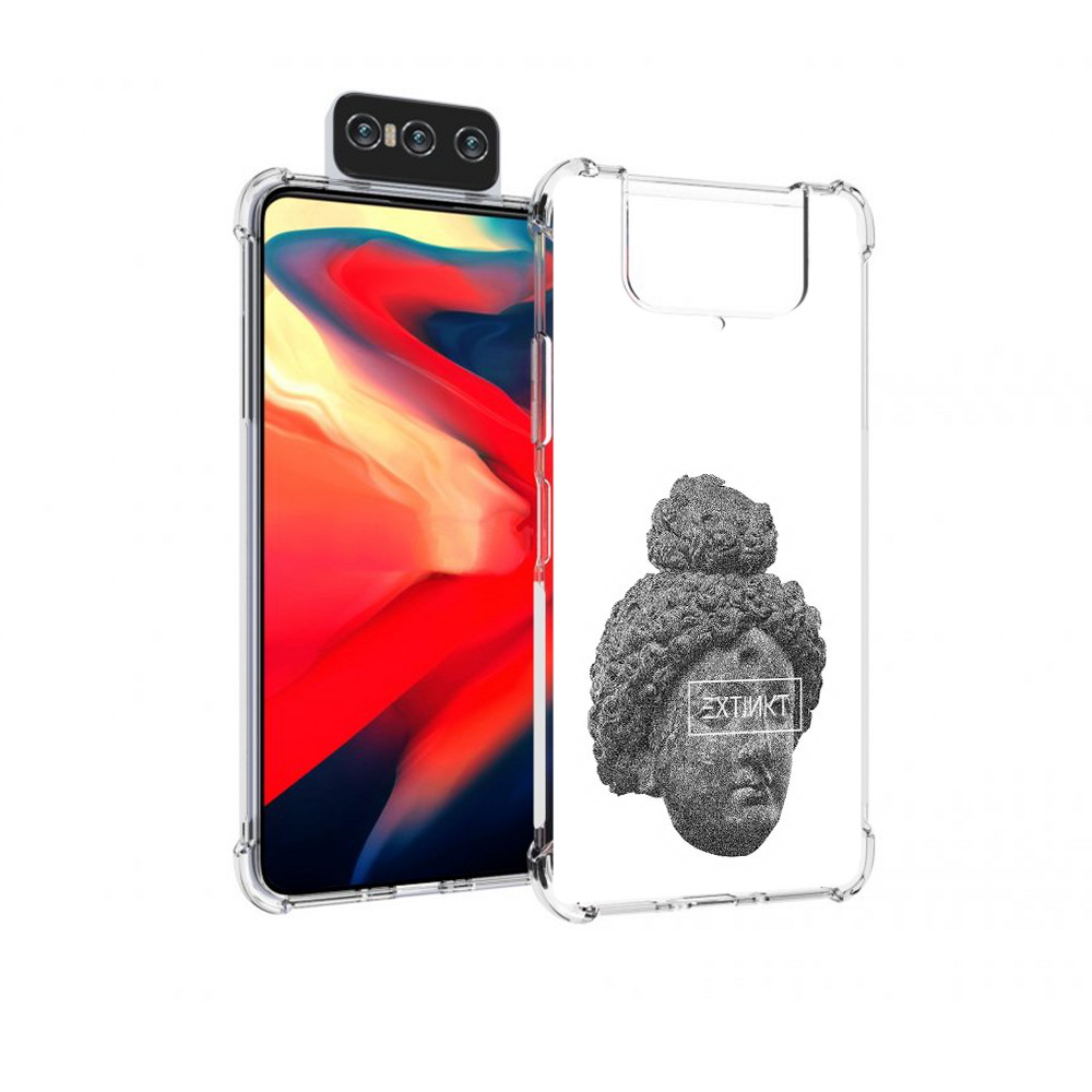 

Чехол MyPads Tocco для Asus Zenfone 8 Flip каменное лицо девушки, Прозрачный, Tocco