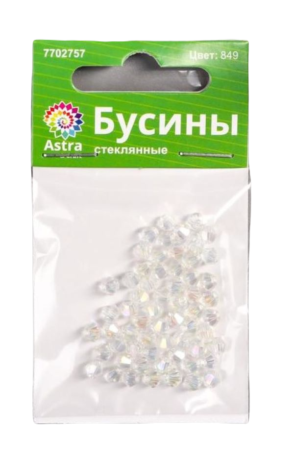

Бусины стеклянные 4х4 мм, Z-439, (набор 40 шт) (849белый), Прозрачный