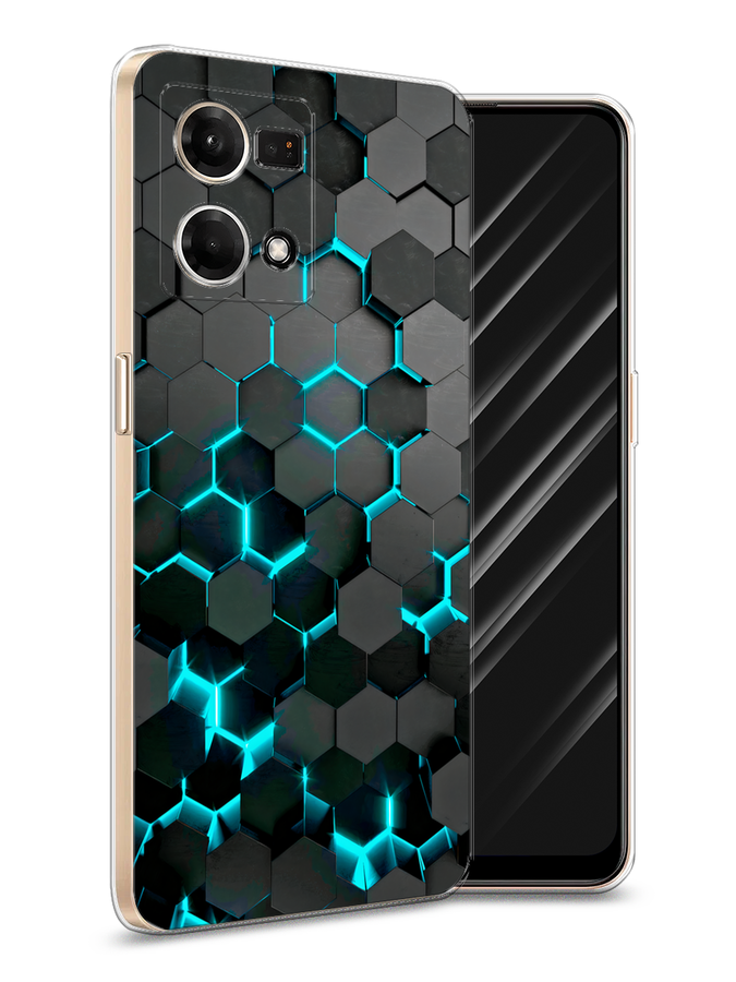 

Чехол Awog на Oppo Reno 8 4G "Соты бирюзовые", Черный;бирюзовый;синий, 2511450-1