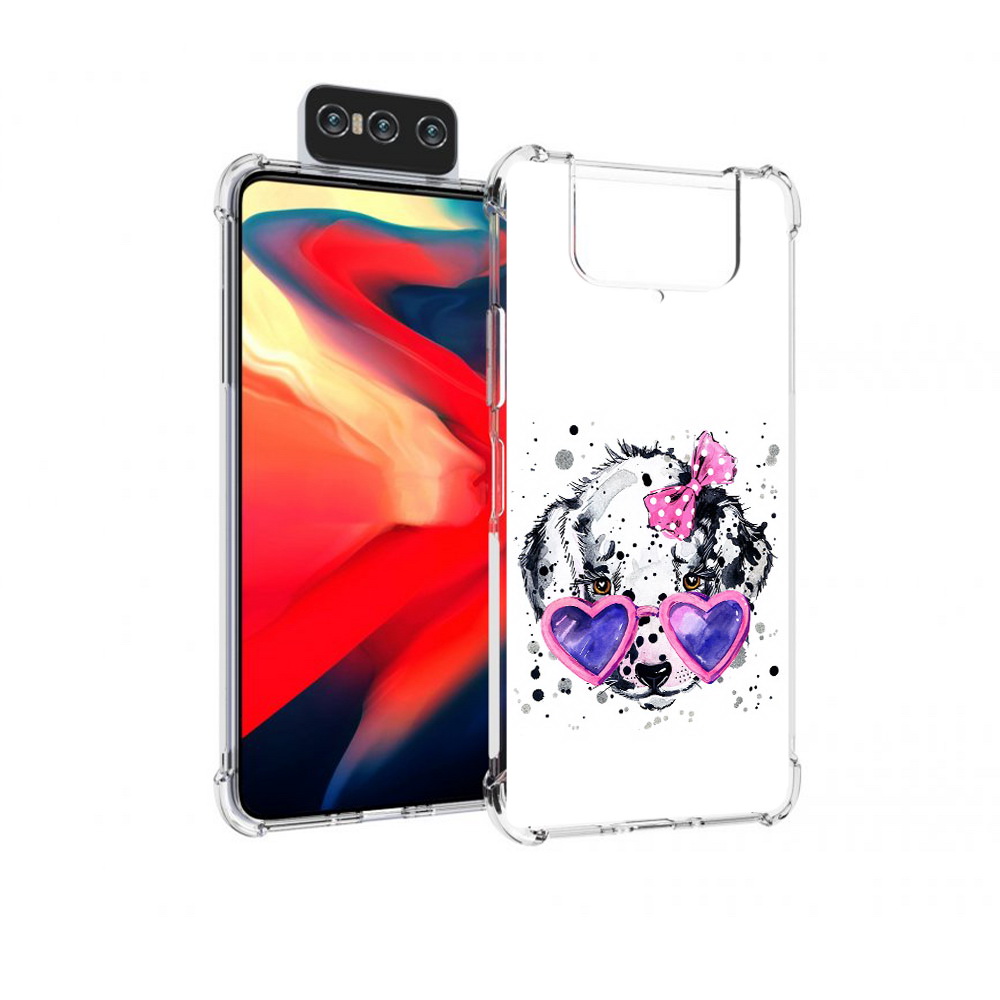 

Чехол MyPads Tocco для Asus Zenfone 8 Flip долматинец в очках, Прозрачный, Tocco